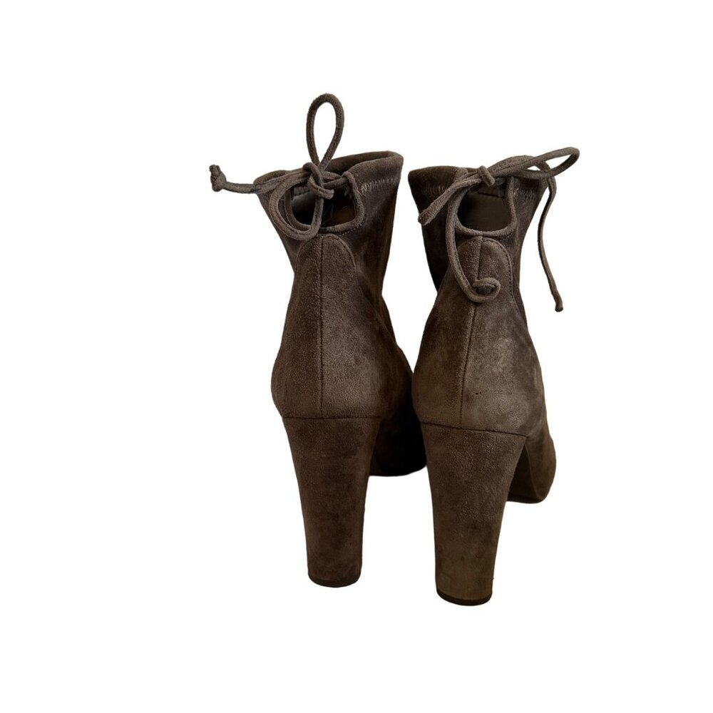 Stuart Weitzman Gray Microsuede Stretch Ankle Tie… - image 7